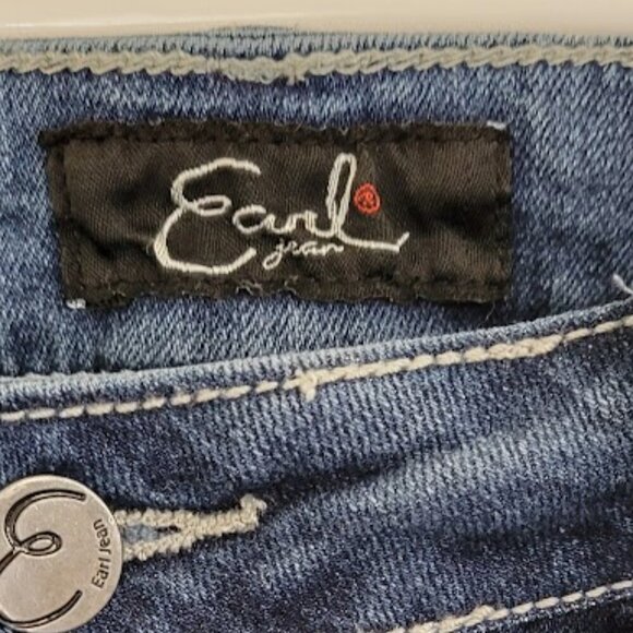 Earl Jean Rhinestone Embroidery Embellished Capri Denim Blue Women's Size 18W - Picture 6 of 9